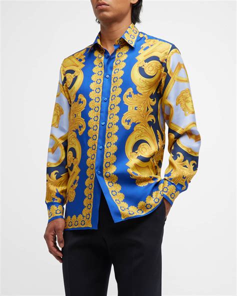 versace baroque print mens shirt|Versace silk shirt price.